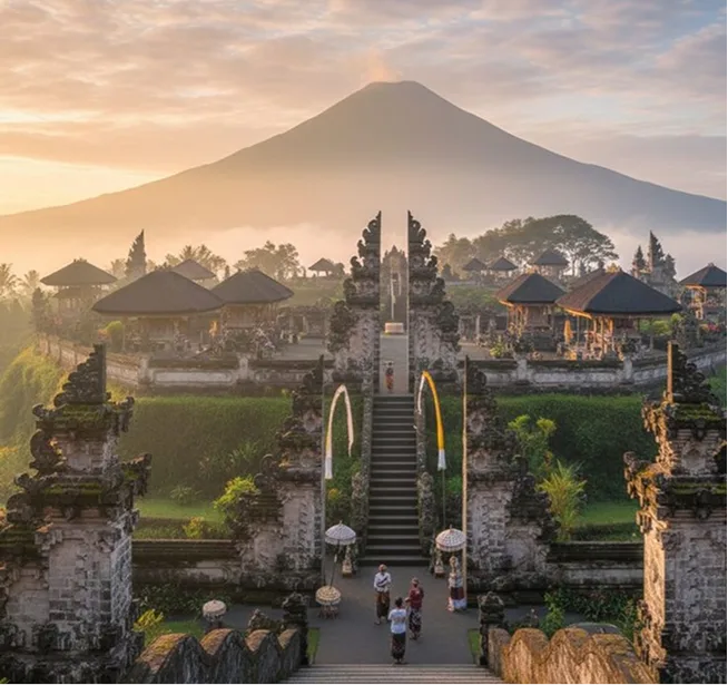 Lush green rice terraces in Ubud, Bali